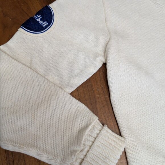 Vintage Dehen Wool Letterman Sweater Cardigan Blue T Basketball Drama Spirit 40 - Picture 6 of 16